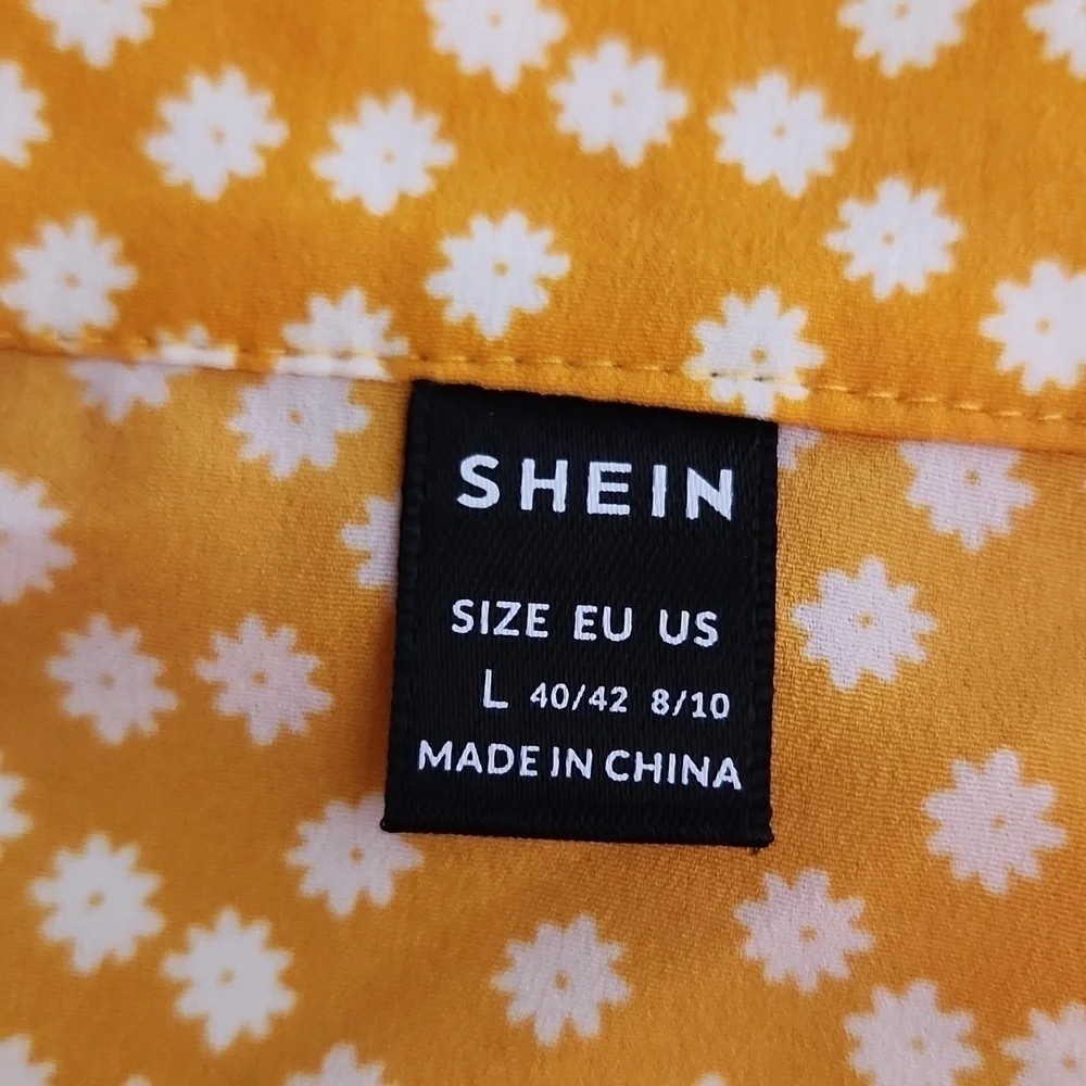 Shein Skirt Long Maxi Floral Golden Yellow Large